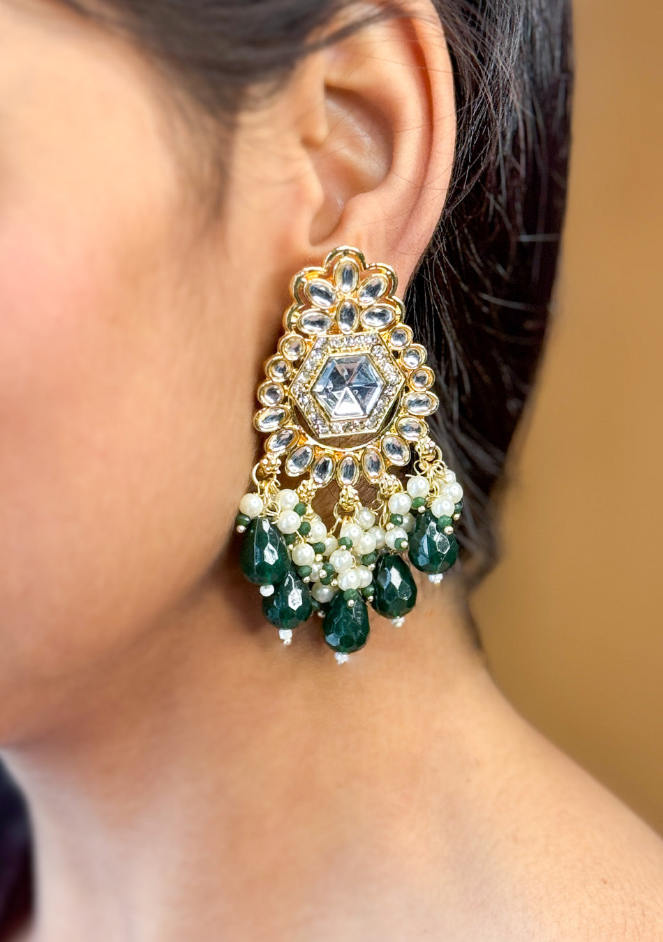Emerald Golden Drops Earrings