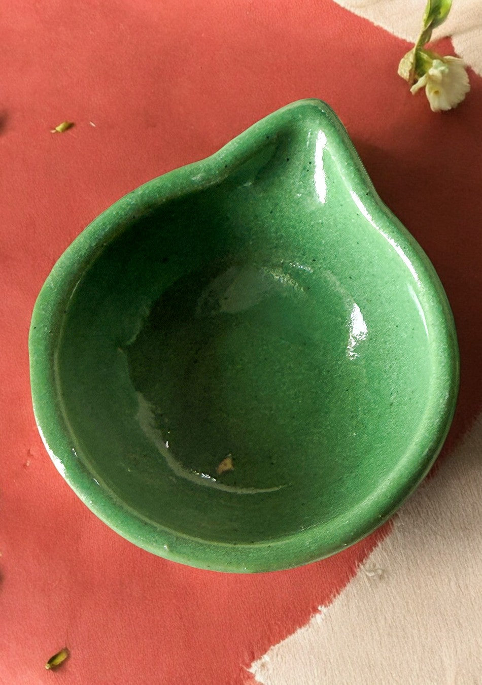 Green glazed diya set of 6