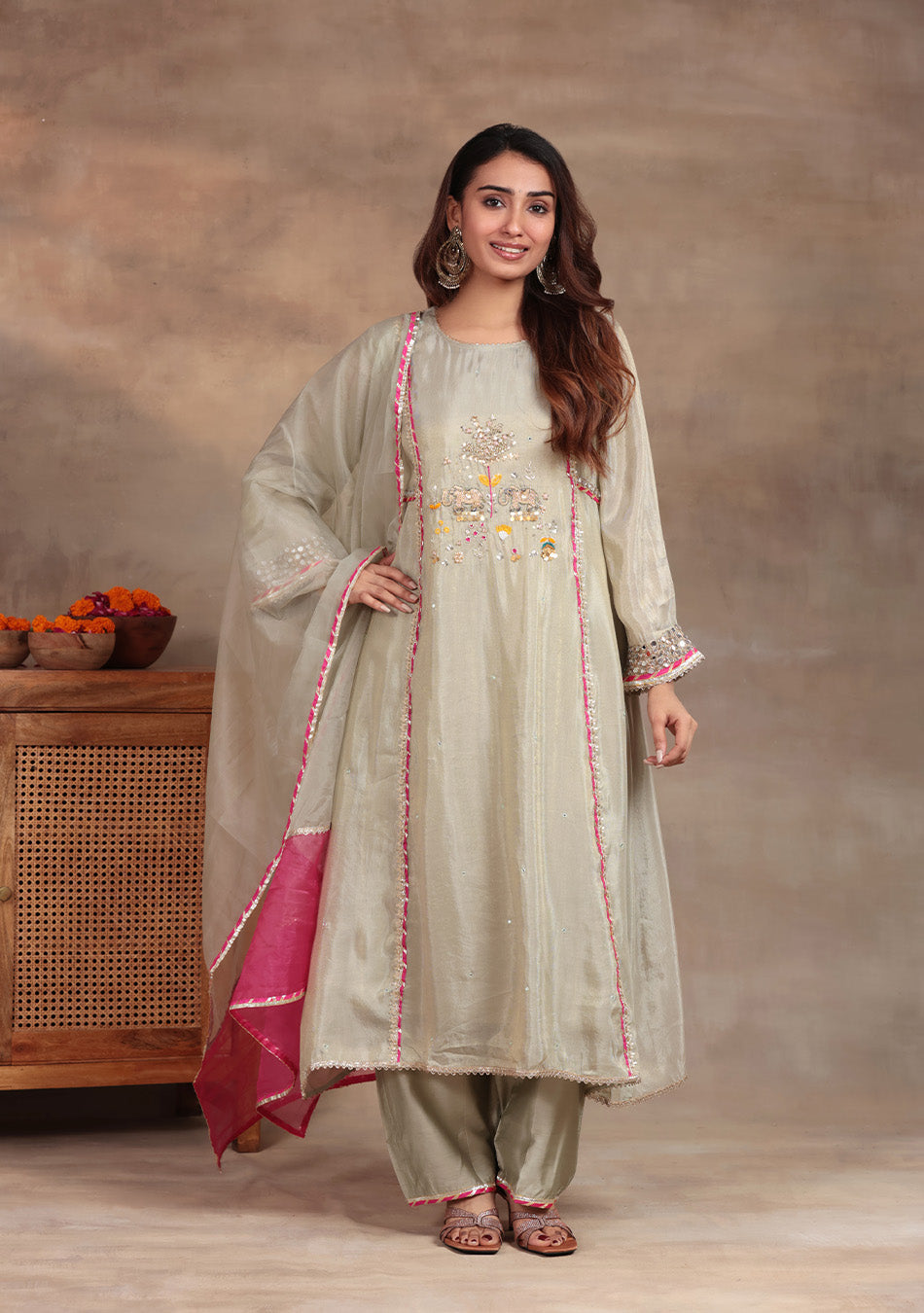 Pearl Glow Embroidered Suit Set