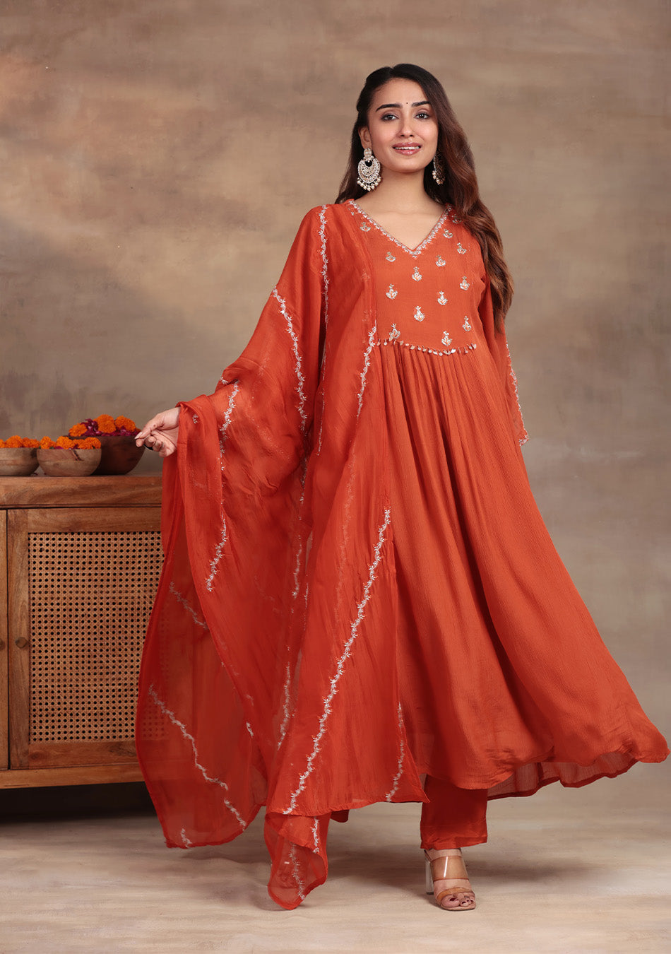 Rustic Pearl Embroidered Suit Set
