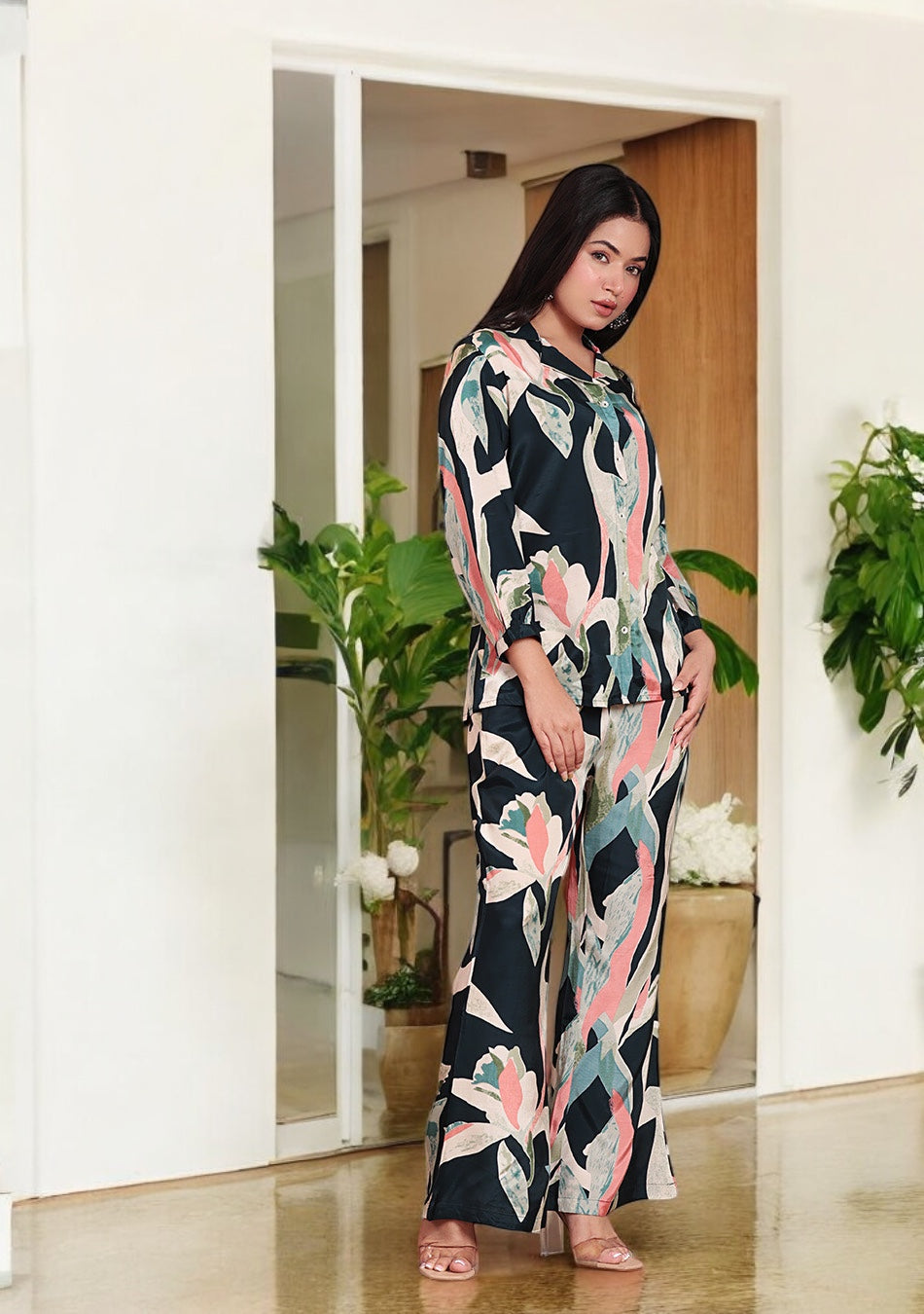 Twilight Leaf Viscose Co-ord Set