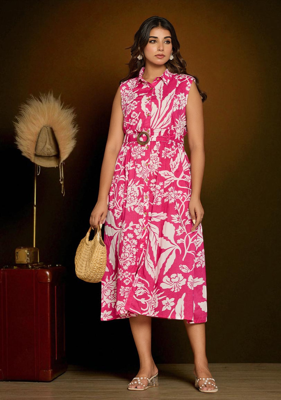 Dark Pink Floral Aura Dress
