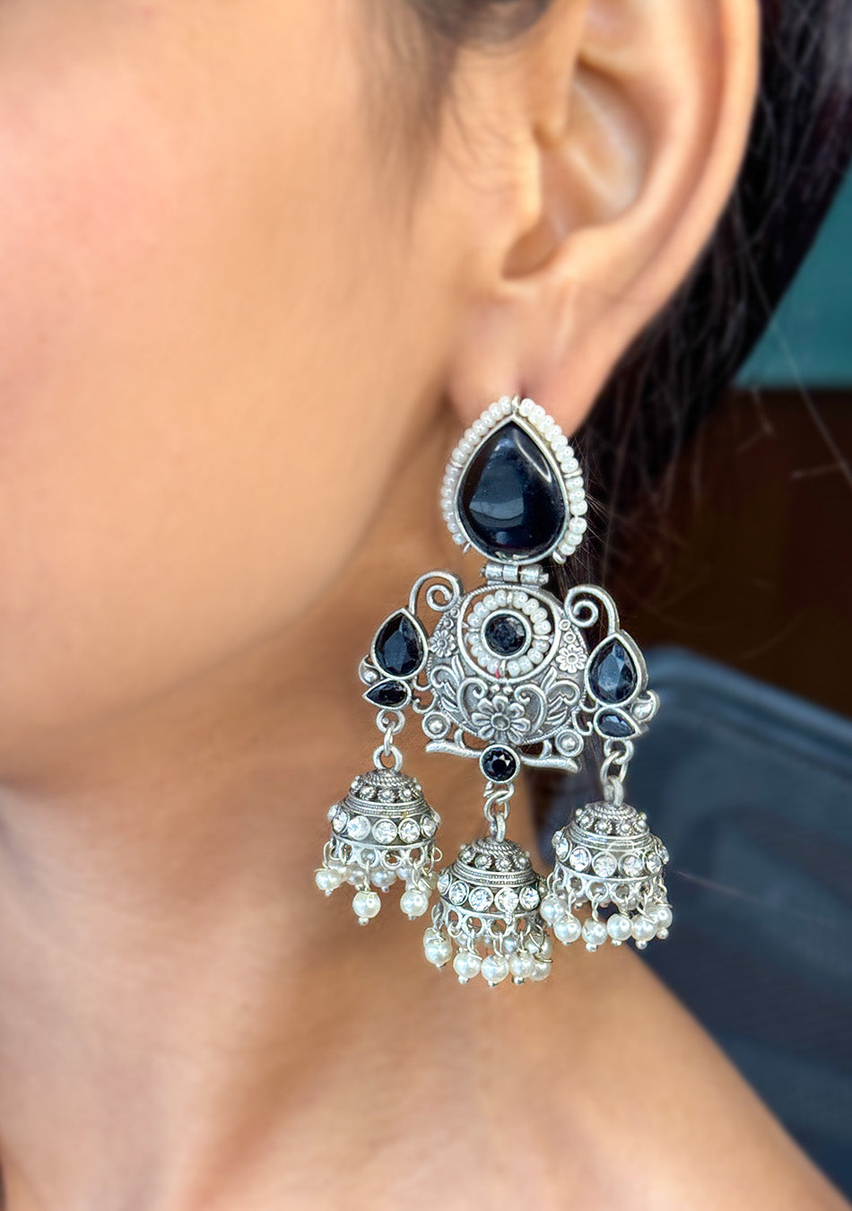 Onyx Regal Jhumkas