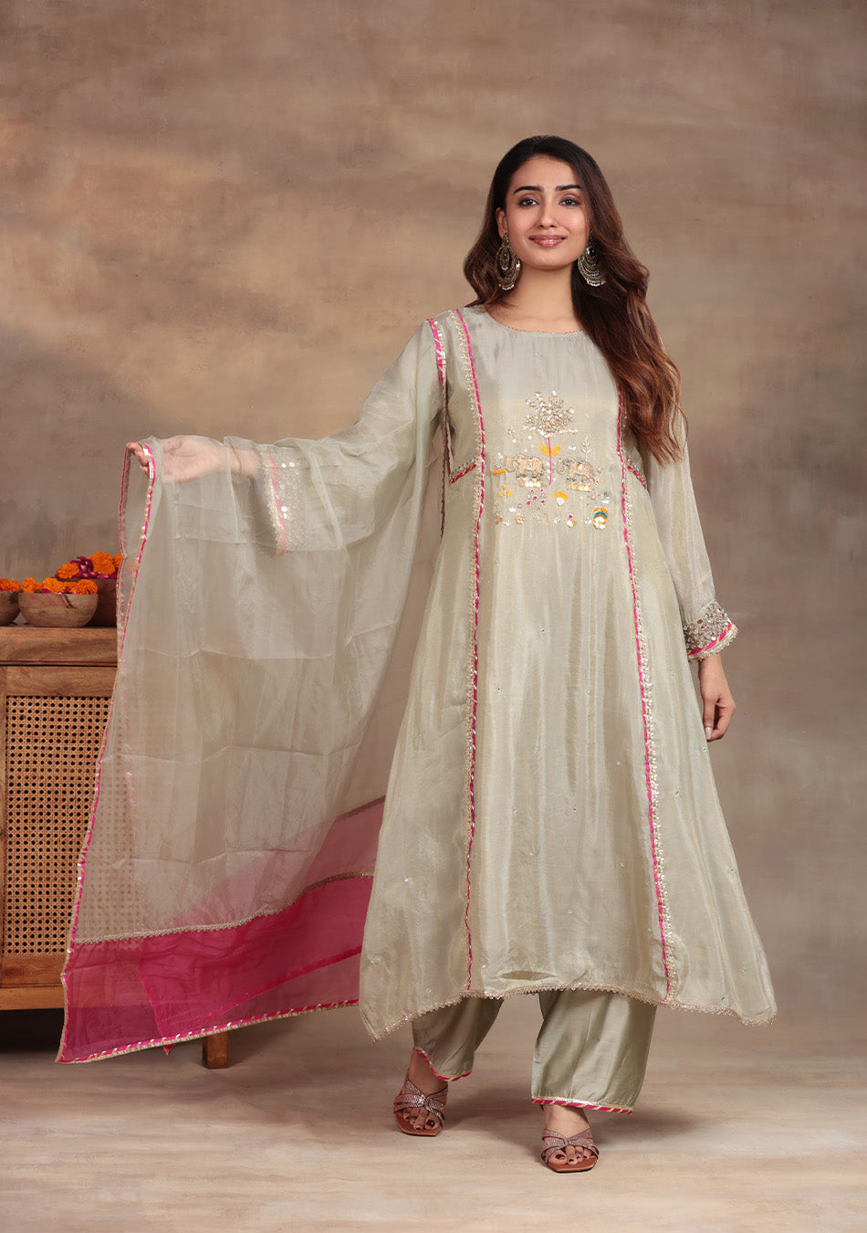 Pearl Glow Embroidered Suit Set