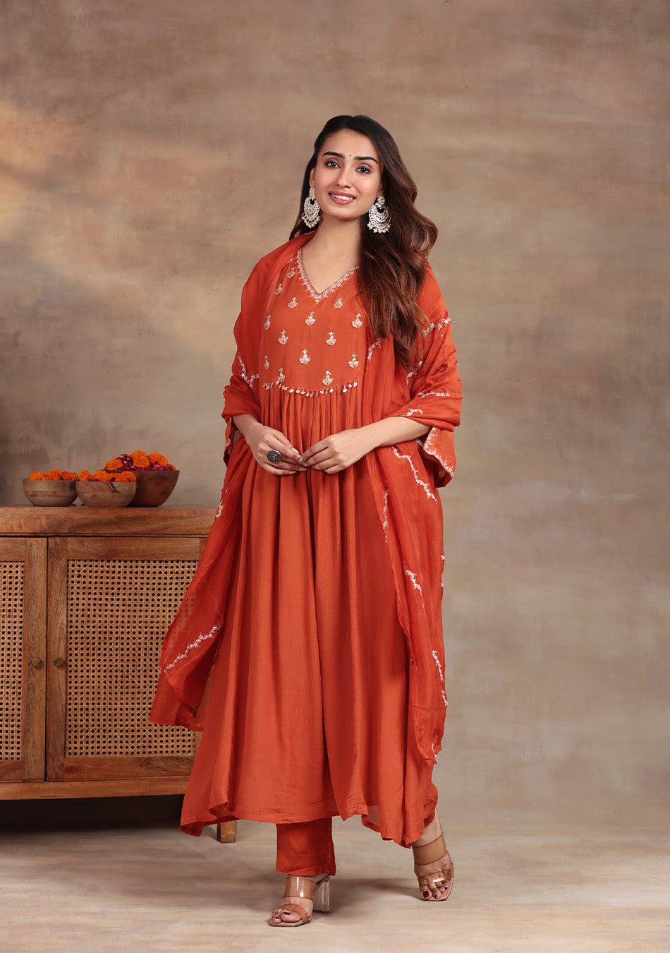Rustic Pearl Embroidered Suit Set