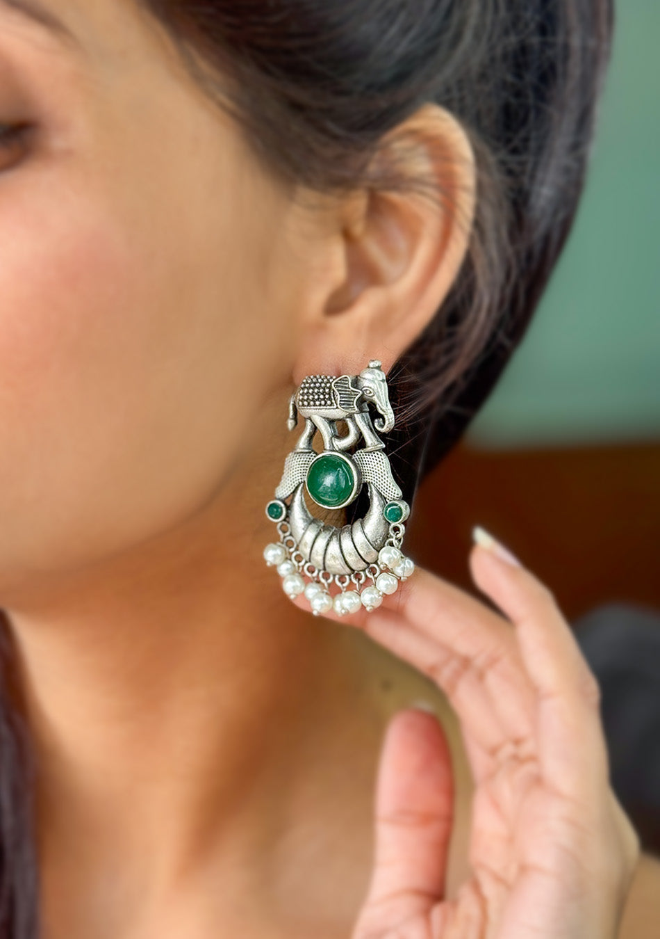 Green Tusker Earrings
