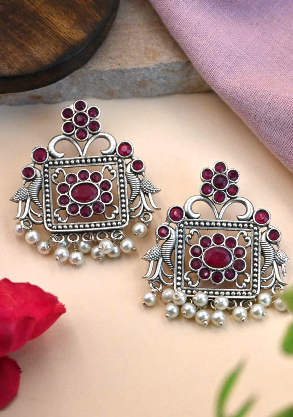 Ruby Regal Charm Earrings