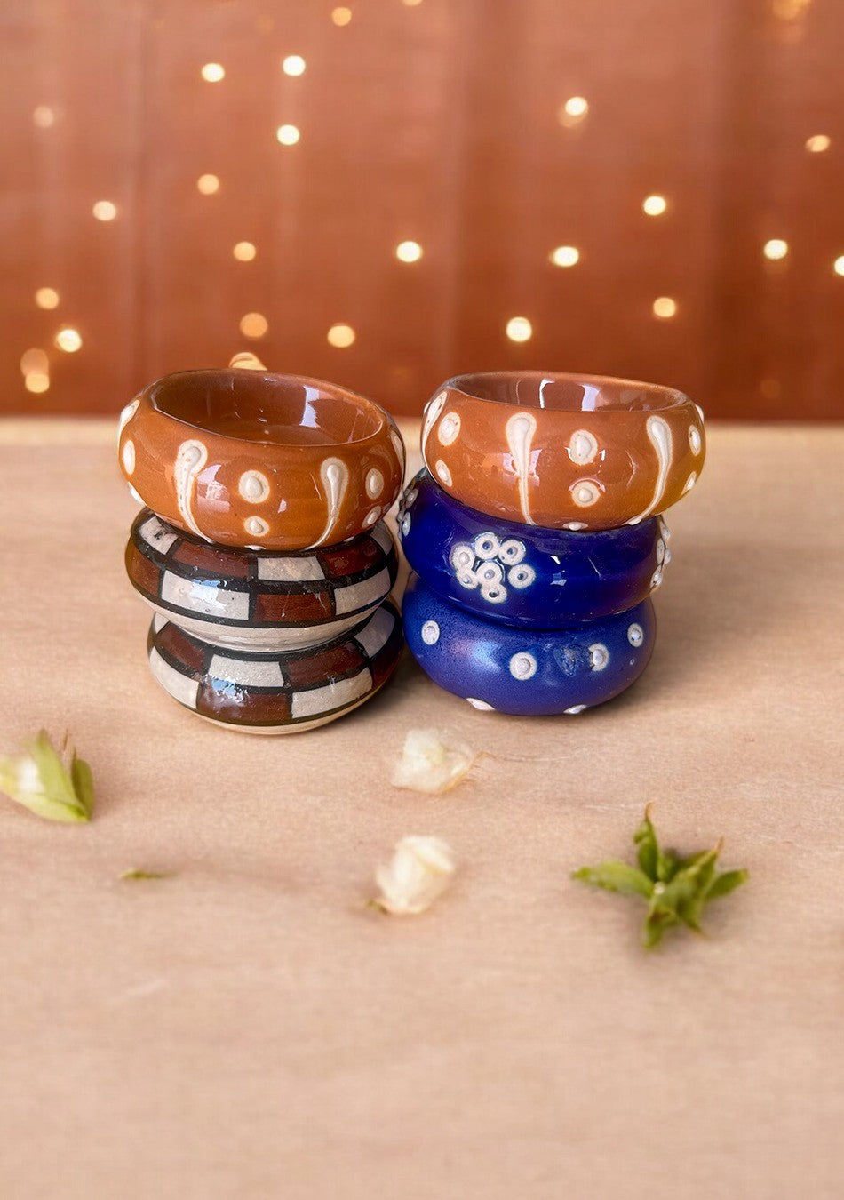 Multi Hand Painted Diya - Set of 6