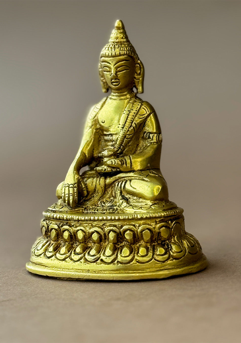 Antique Brass Lotus Seated Buddha
