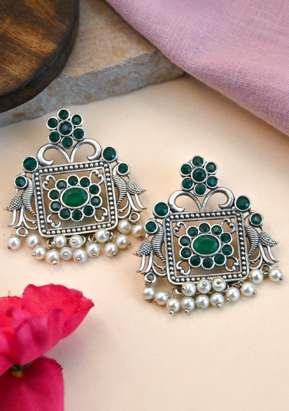 Regal Emerald Charm Earrings
