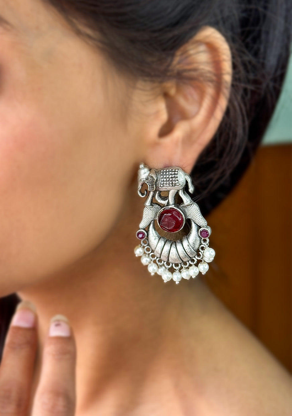 Ruby Tusker Stud Earrings