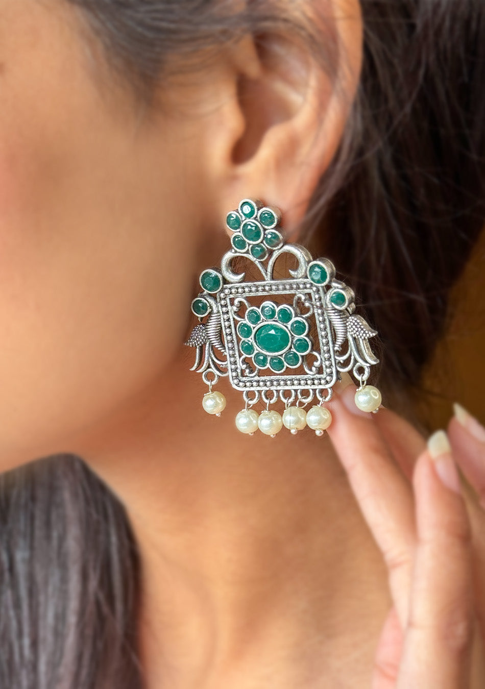 Regal Emerald Charm Earrings