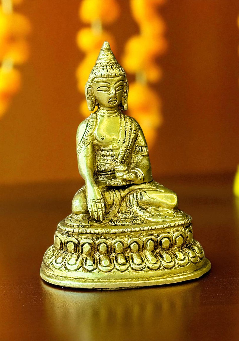 Antique Brass Lotus Seated Buddha