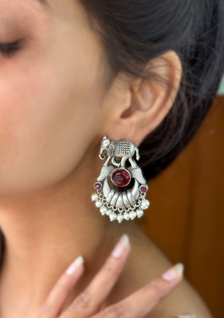 Ruby Tusker Stud Earrings