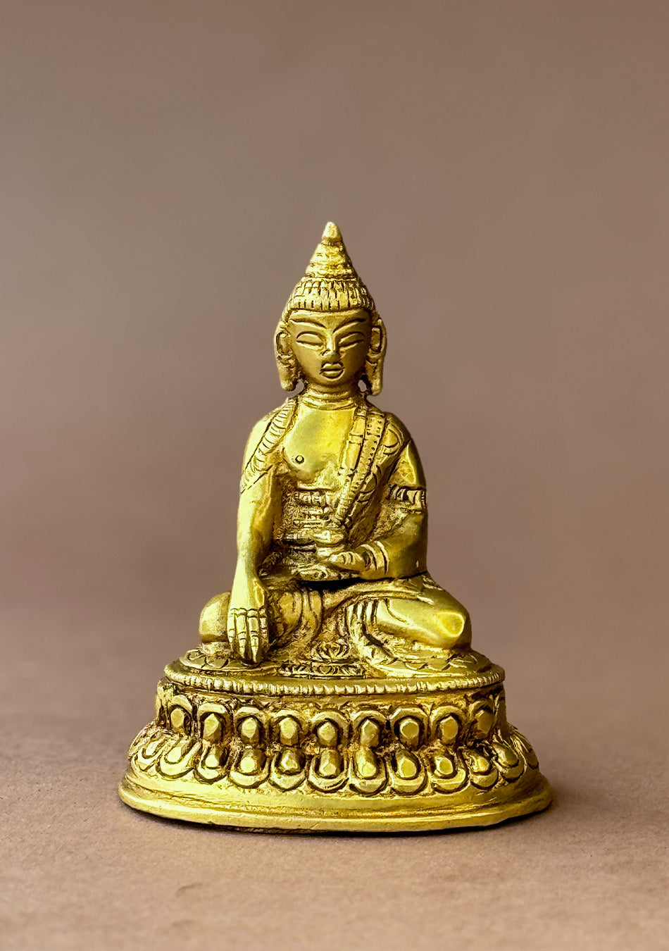 Antique Brass Lotus Seated Buddha