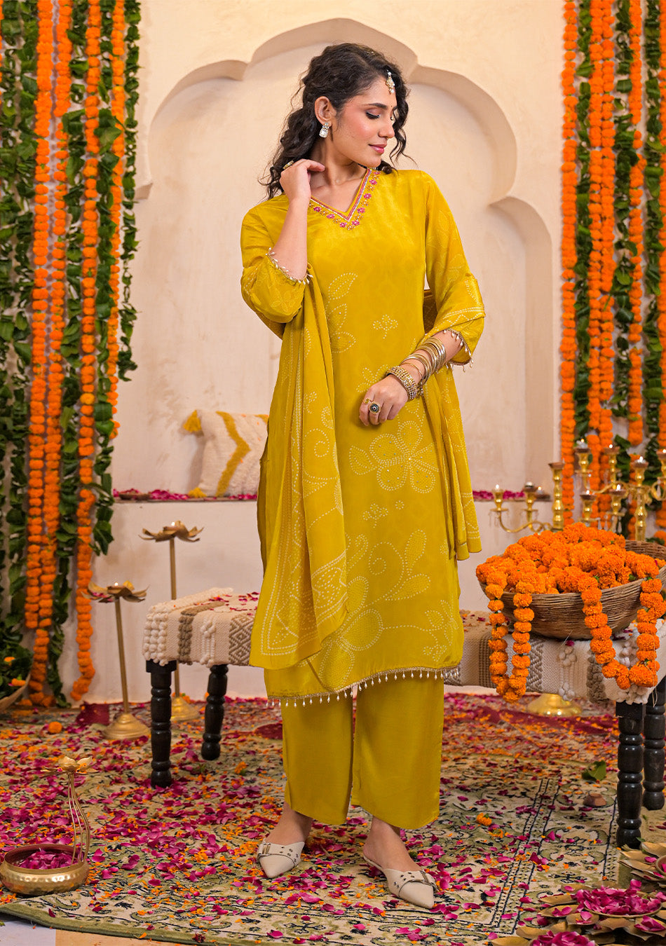 Mustard Glow Crepe Suit Set