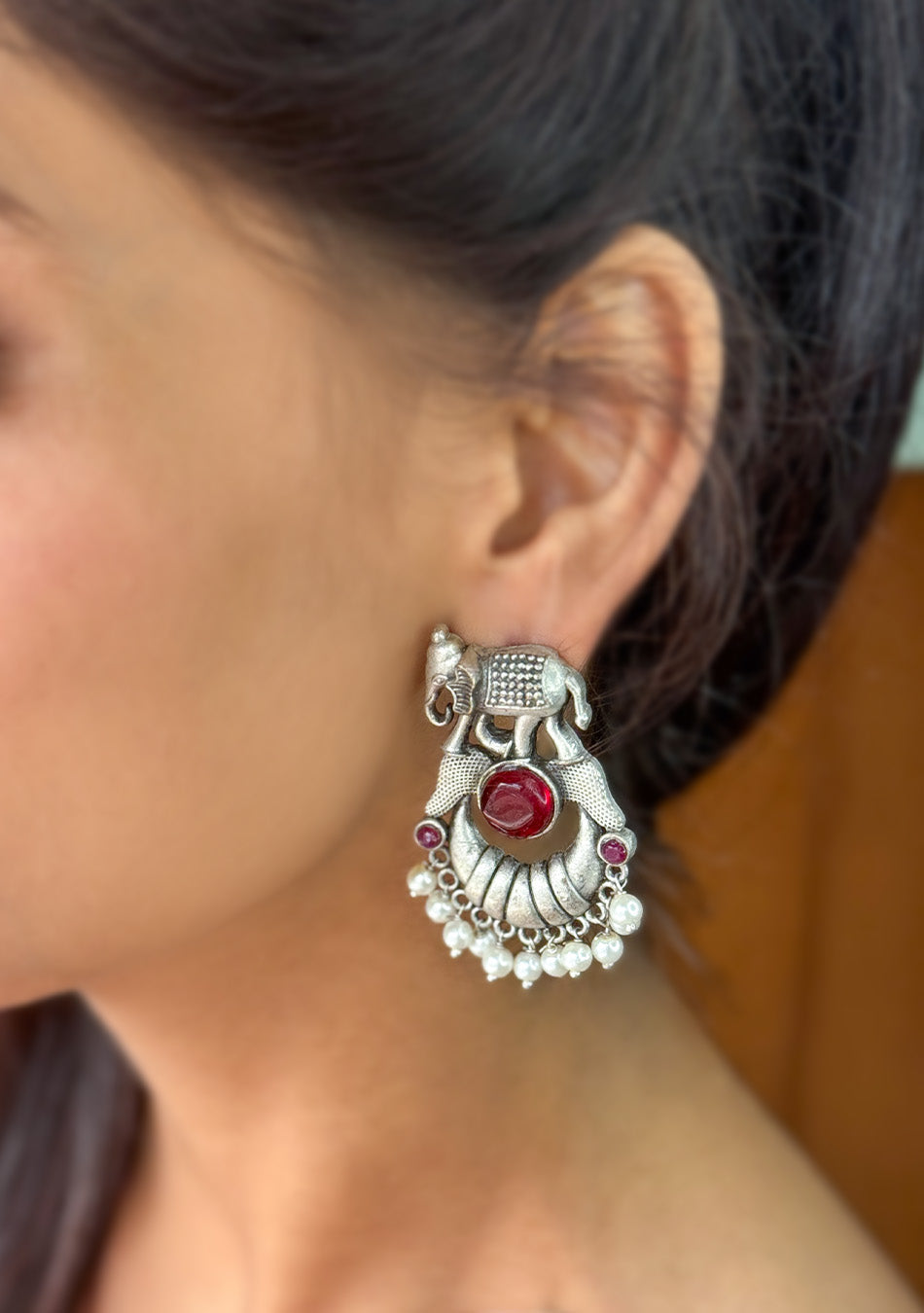 Ruby Tusker Stud Earrings