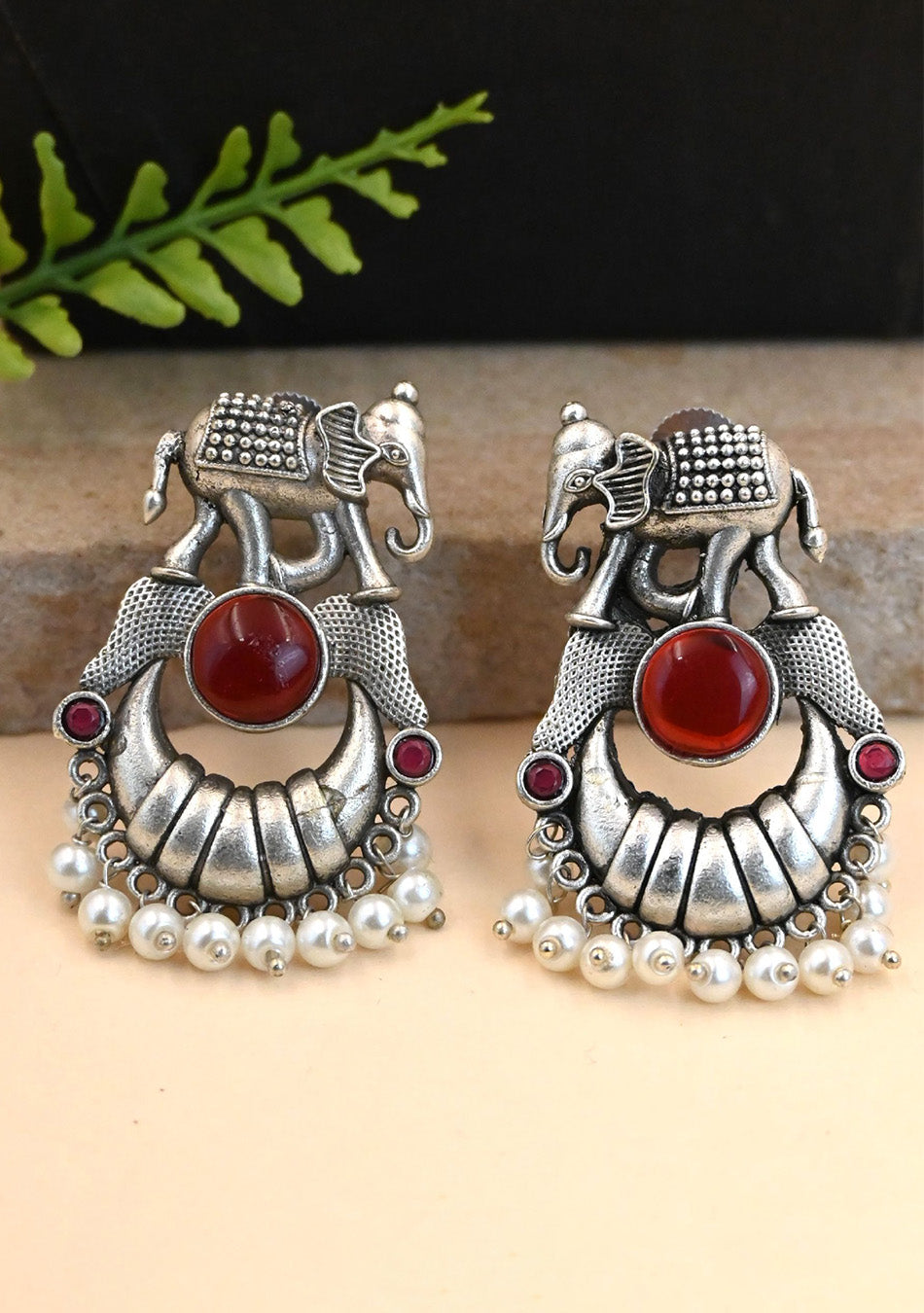 Ruby Tusker Stud Earrings