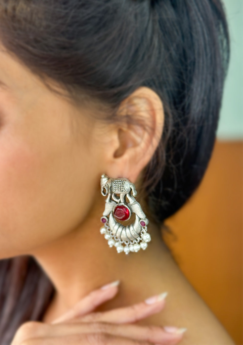 Ruby Tusker Stud Earrings