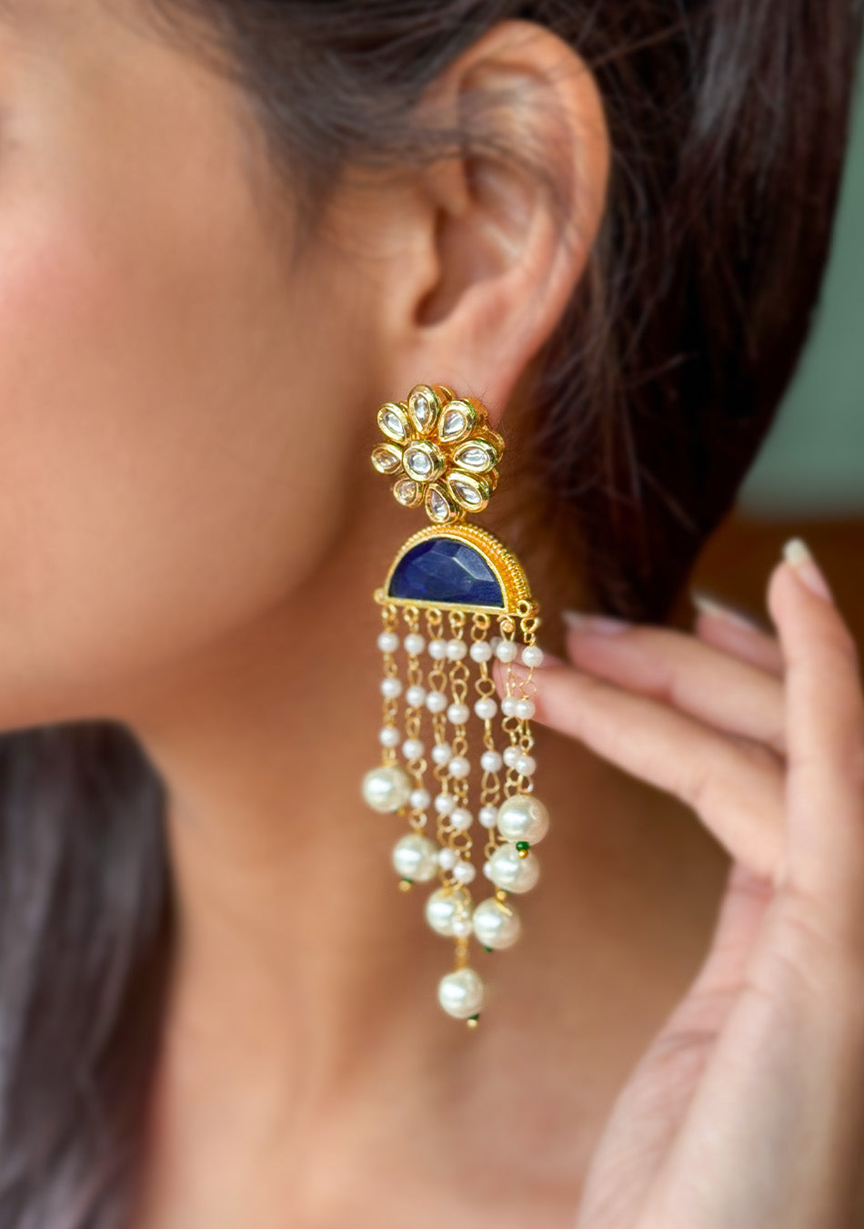 Blue Pearl Drop Earrings