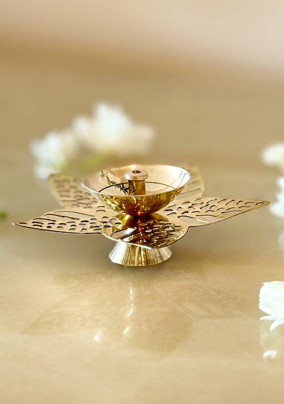 Brass Sun Lily Diya