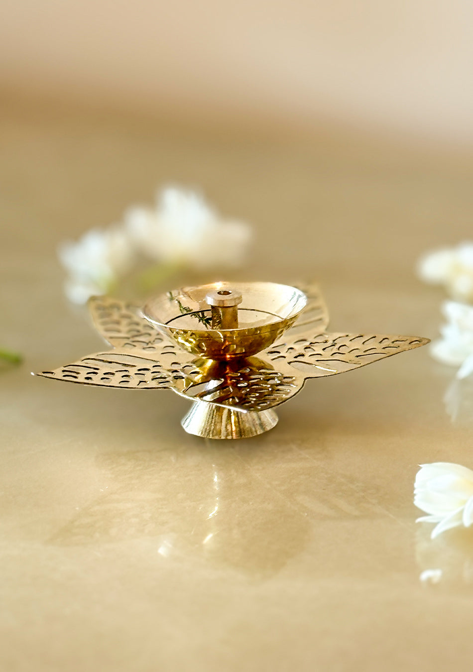 Brass Sun Lily Diya