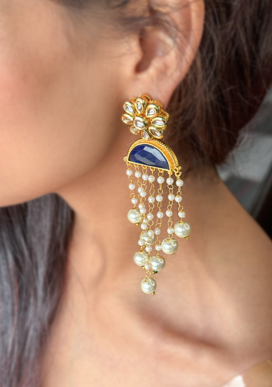Blue Pearl Drop Earrings
