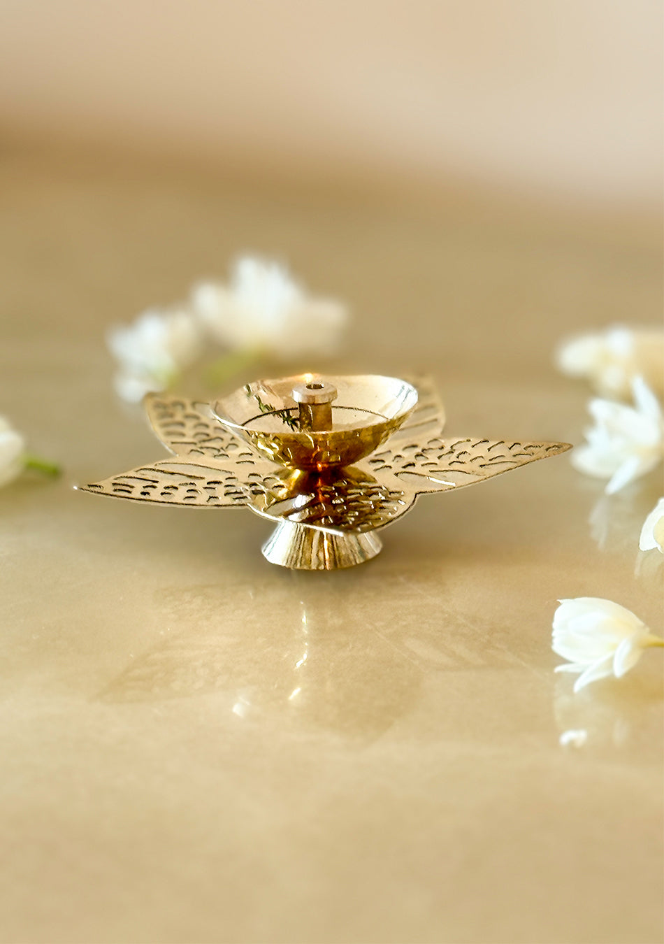 Brass Sun Lily Diya