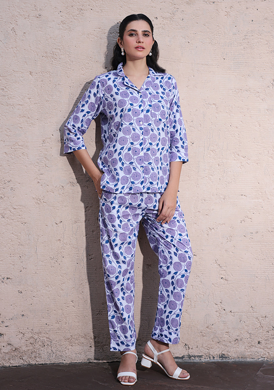 Lavender Bloom Night Suit