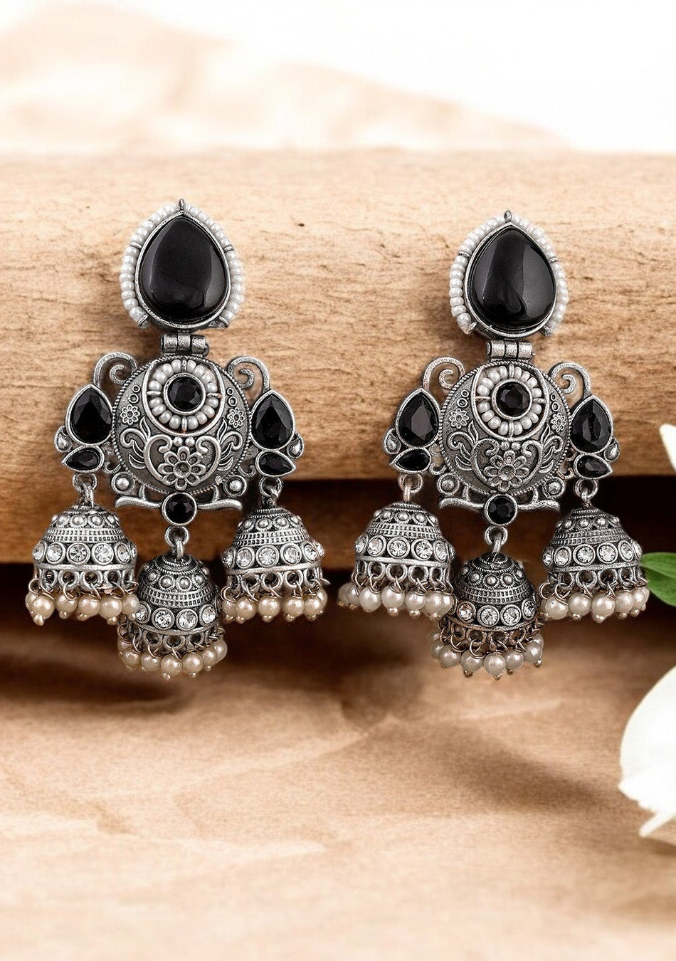 Onyx Regal Jhumkas