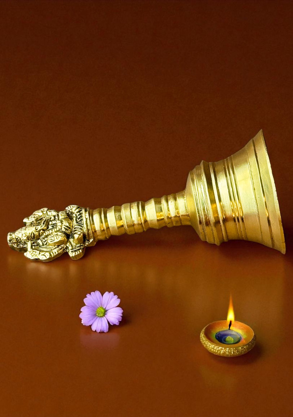 Antique Brass Pooja Bell with Ganesha Motif