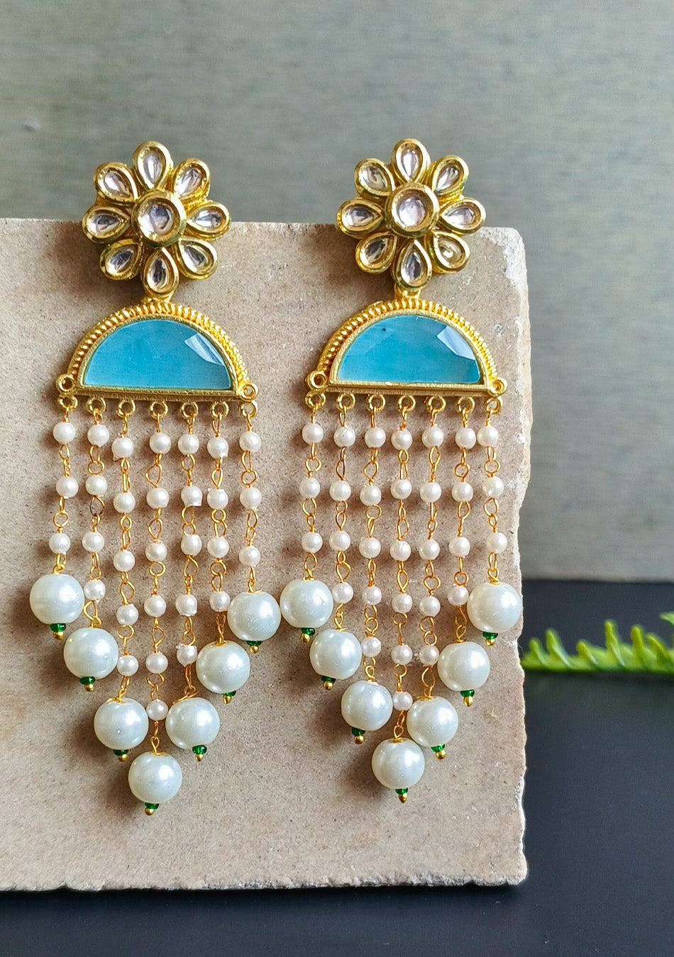 Turquoise Pearl Drops Earrings