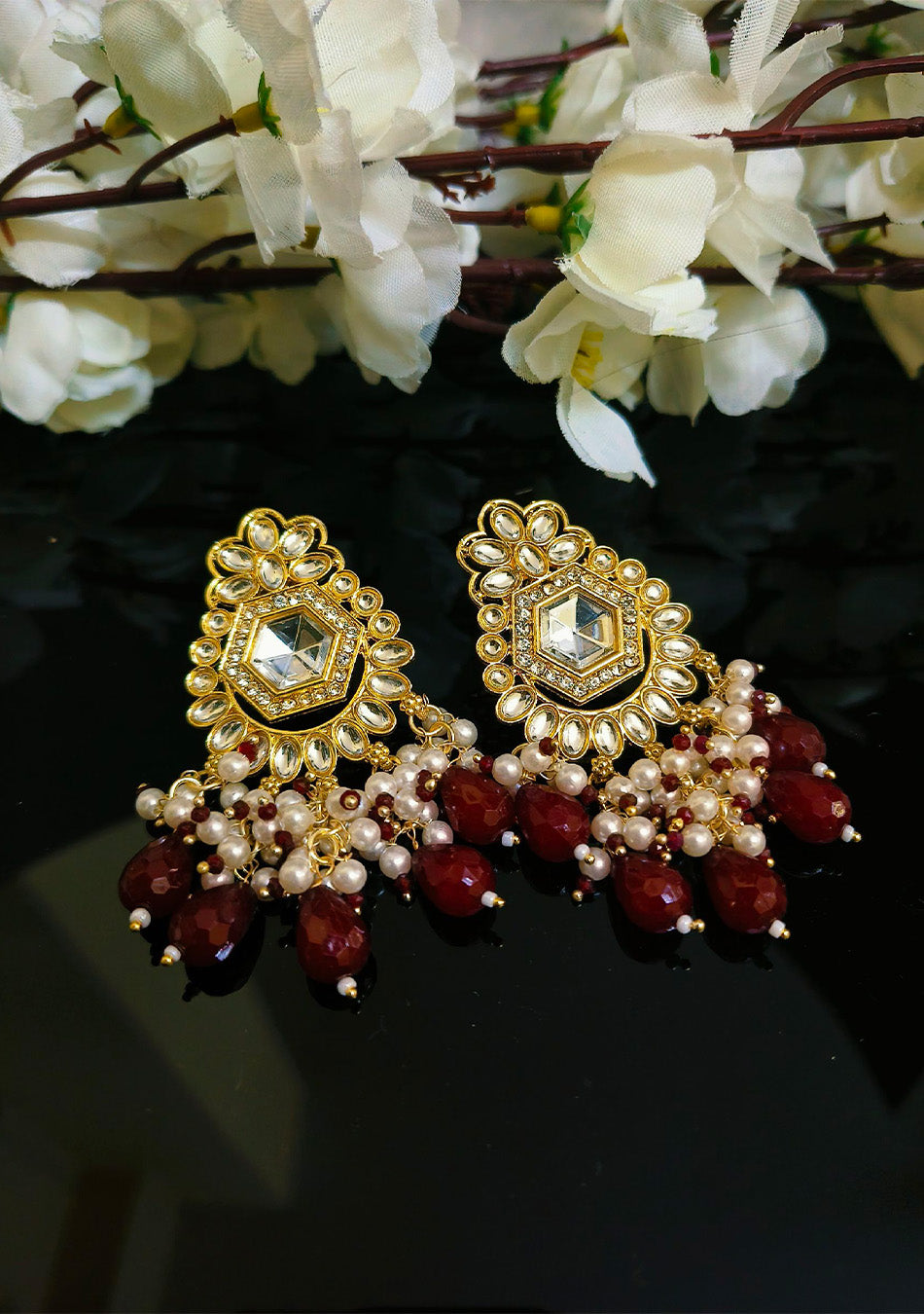 Ruby Golden Drops Earrings