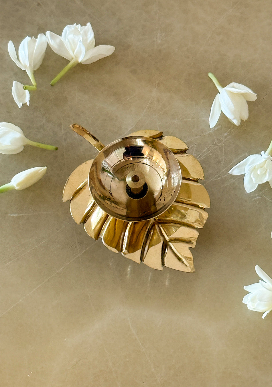 Brass Flame Leaf Diya