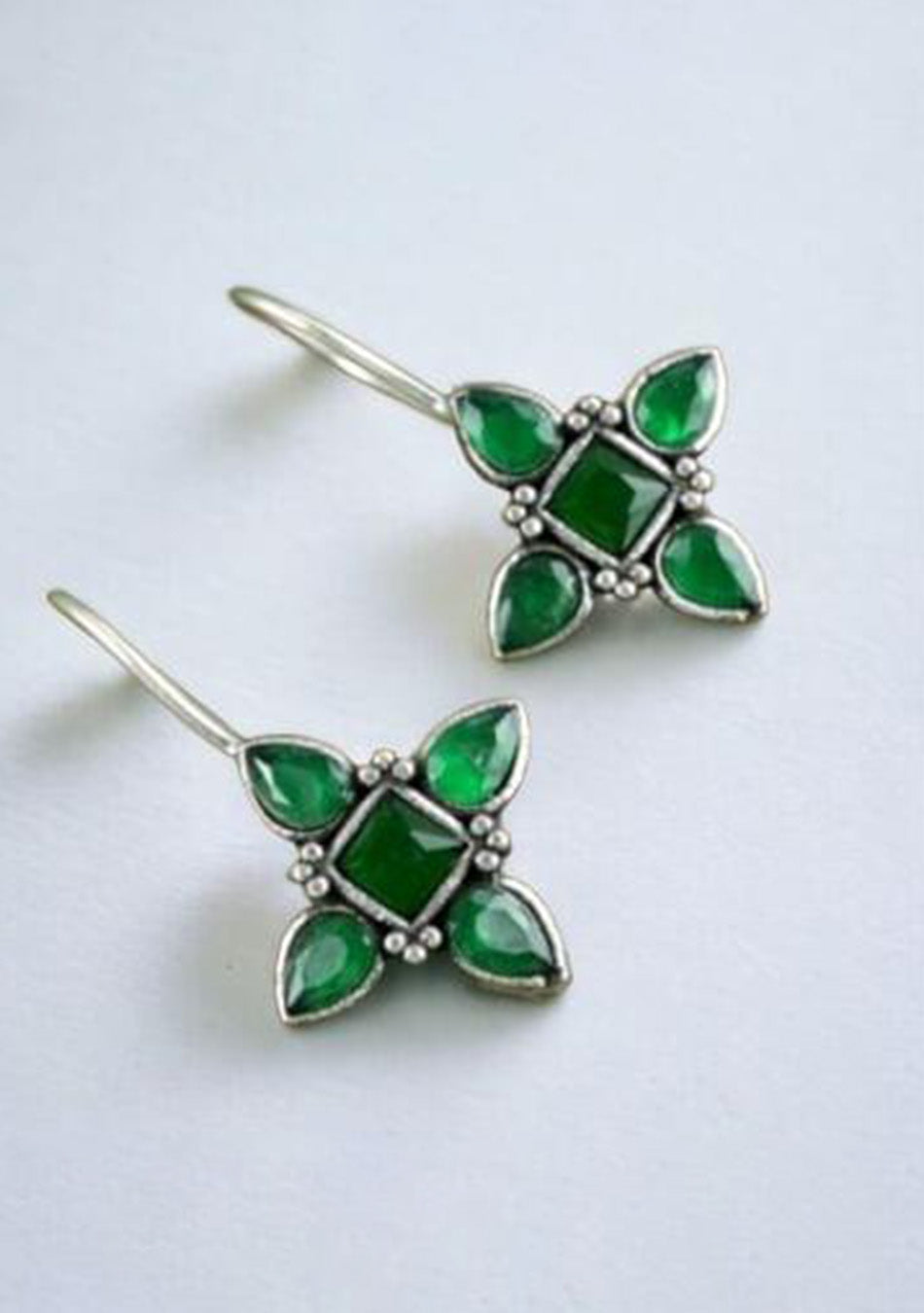 Emerald  Blosson hook earrings