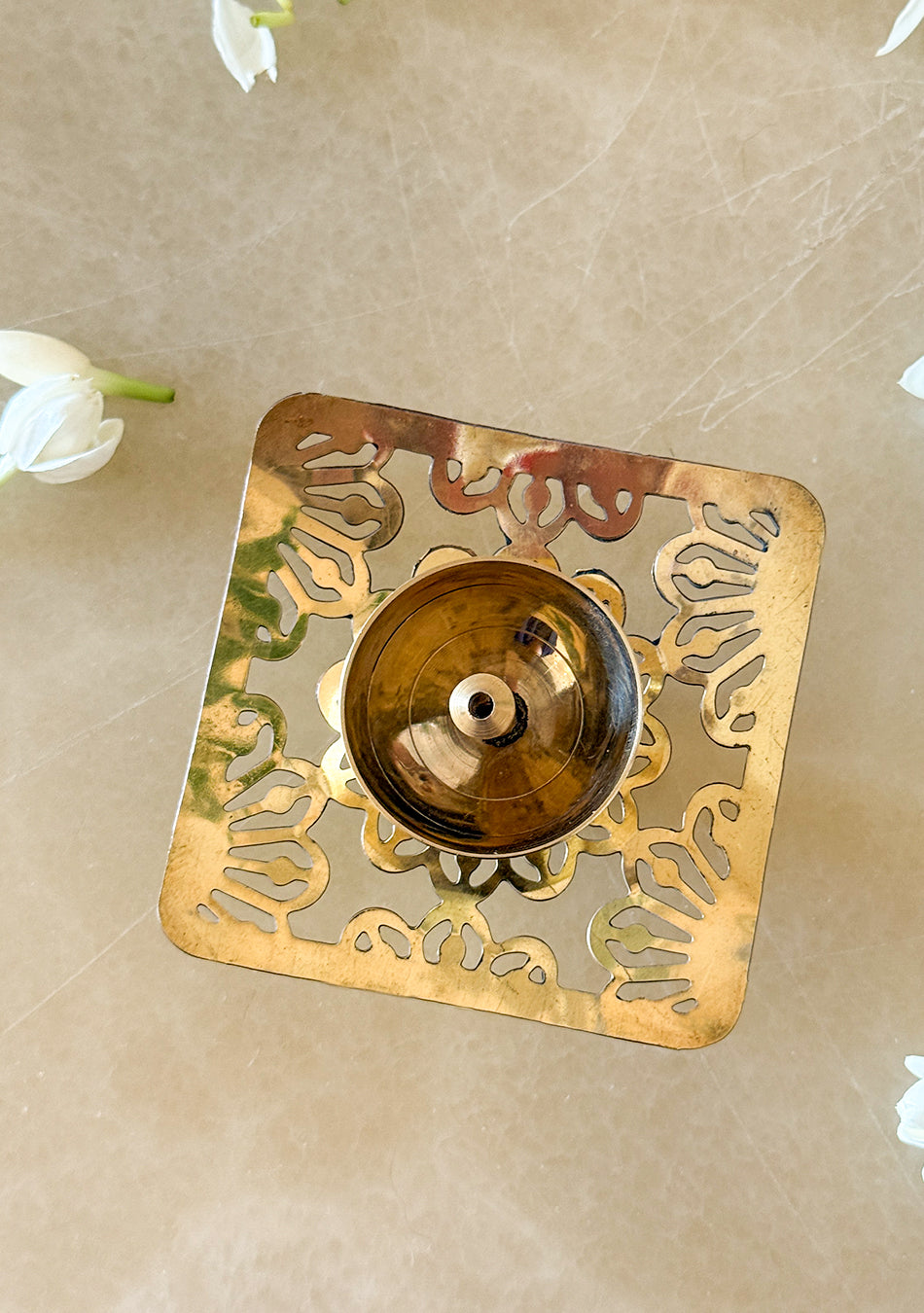 Square Shaped Brass Diya