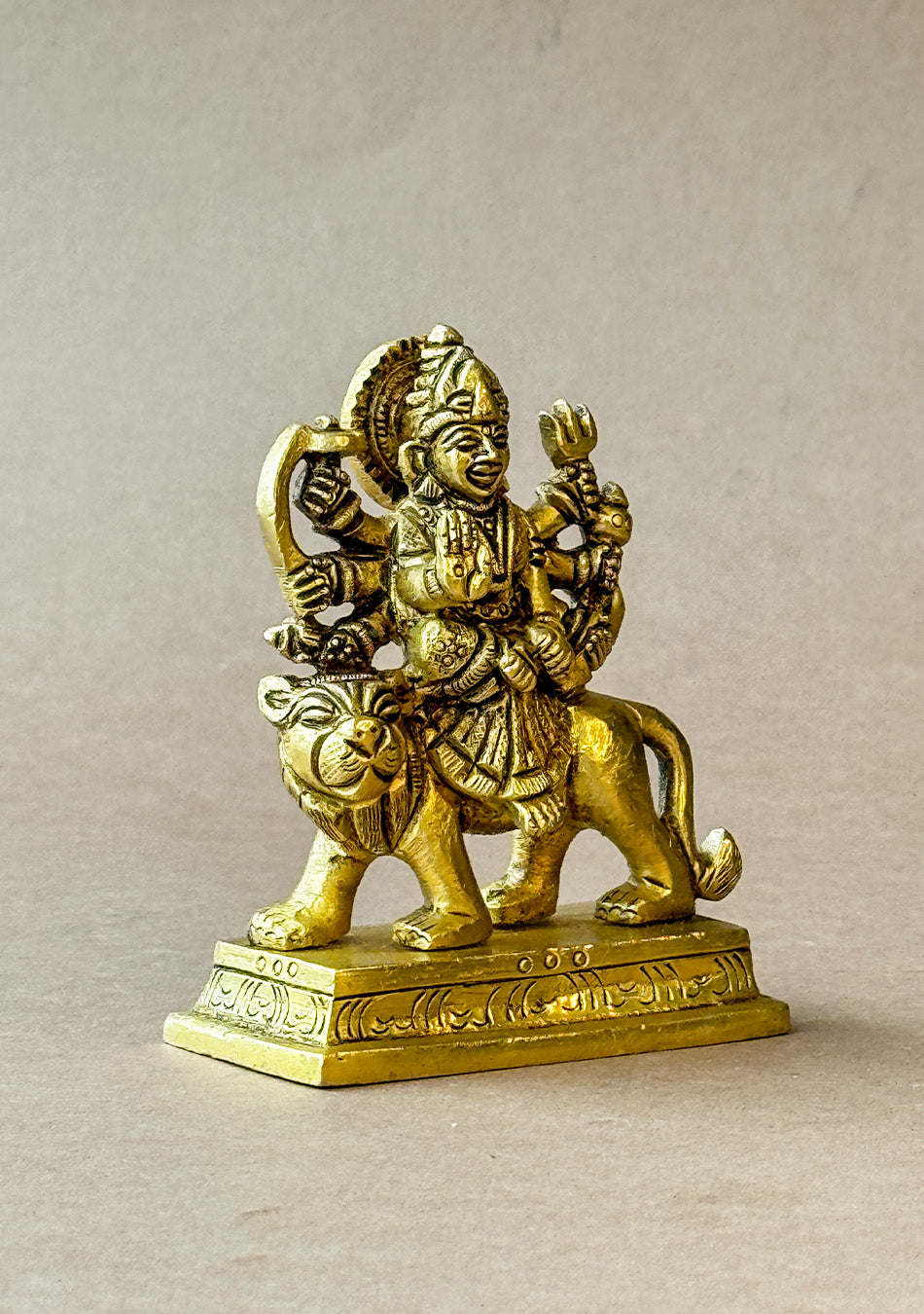 Antique Brass Goddess Durga on Lion