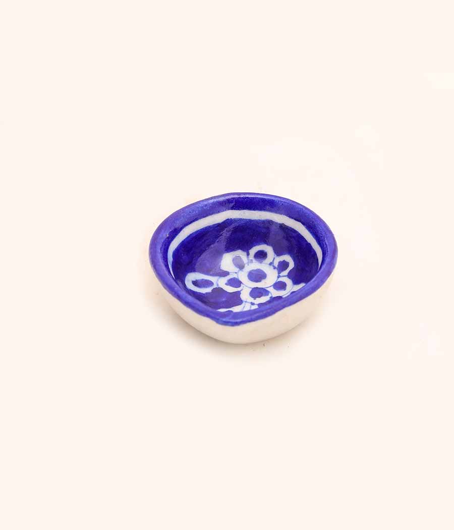 Blue Pottery Madhubani Design Diya - Set of 6