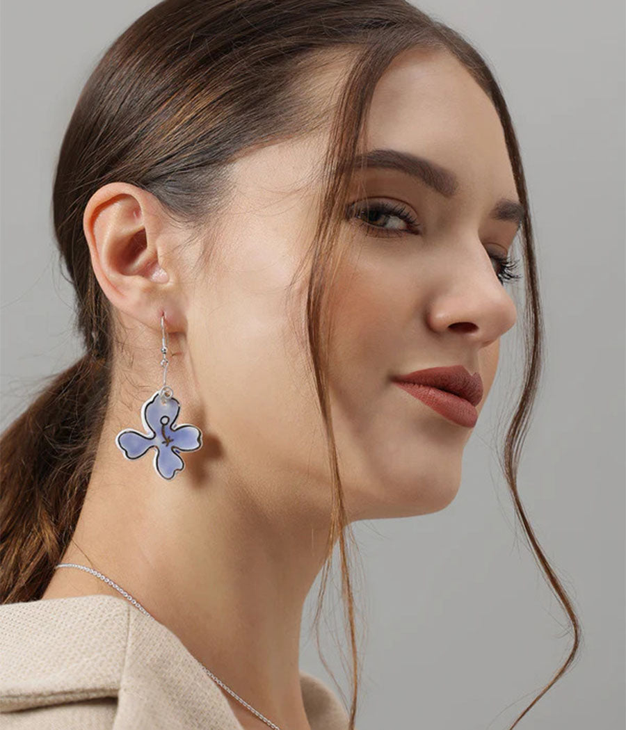 Sea blue Petal Earrings and Necklace set