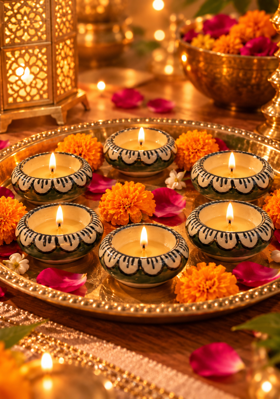 Aravalii Olive Bloom Handcrafted Diya Set of 6