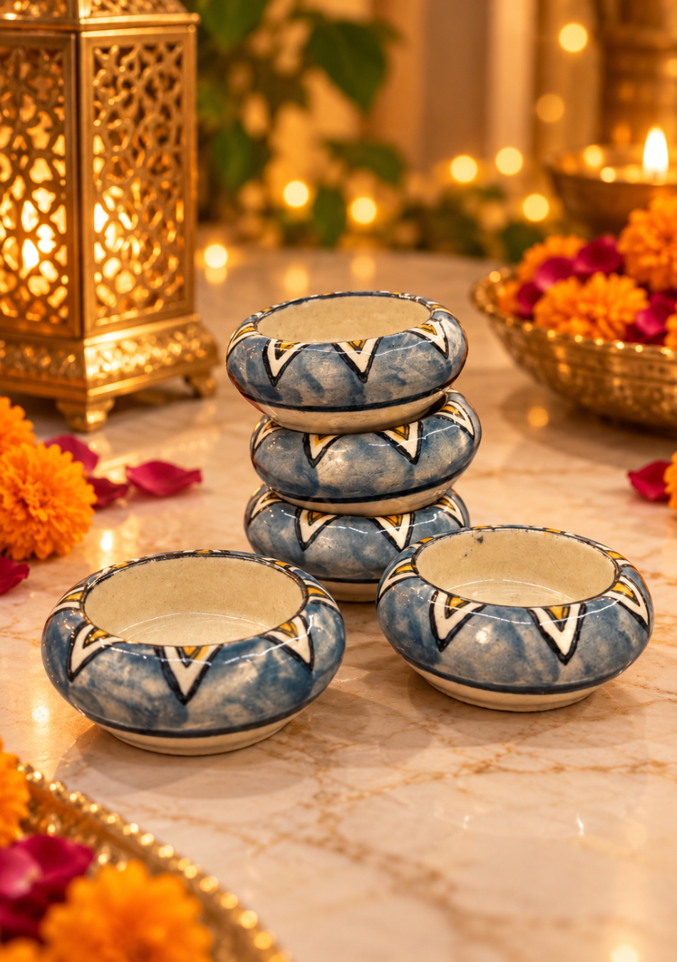 Aravalii Grey Aura Handcrafted Diya Set of 6