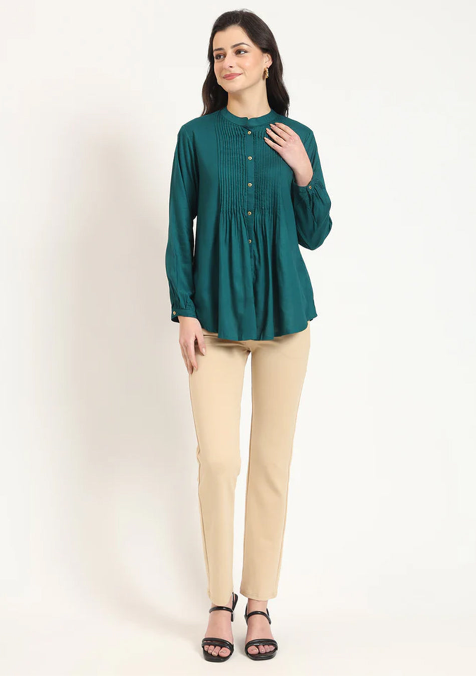 Olive Green Pintex Top