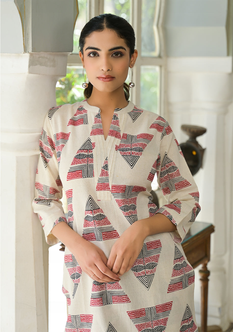 Red Tribal Print Co-ord Set