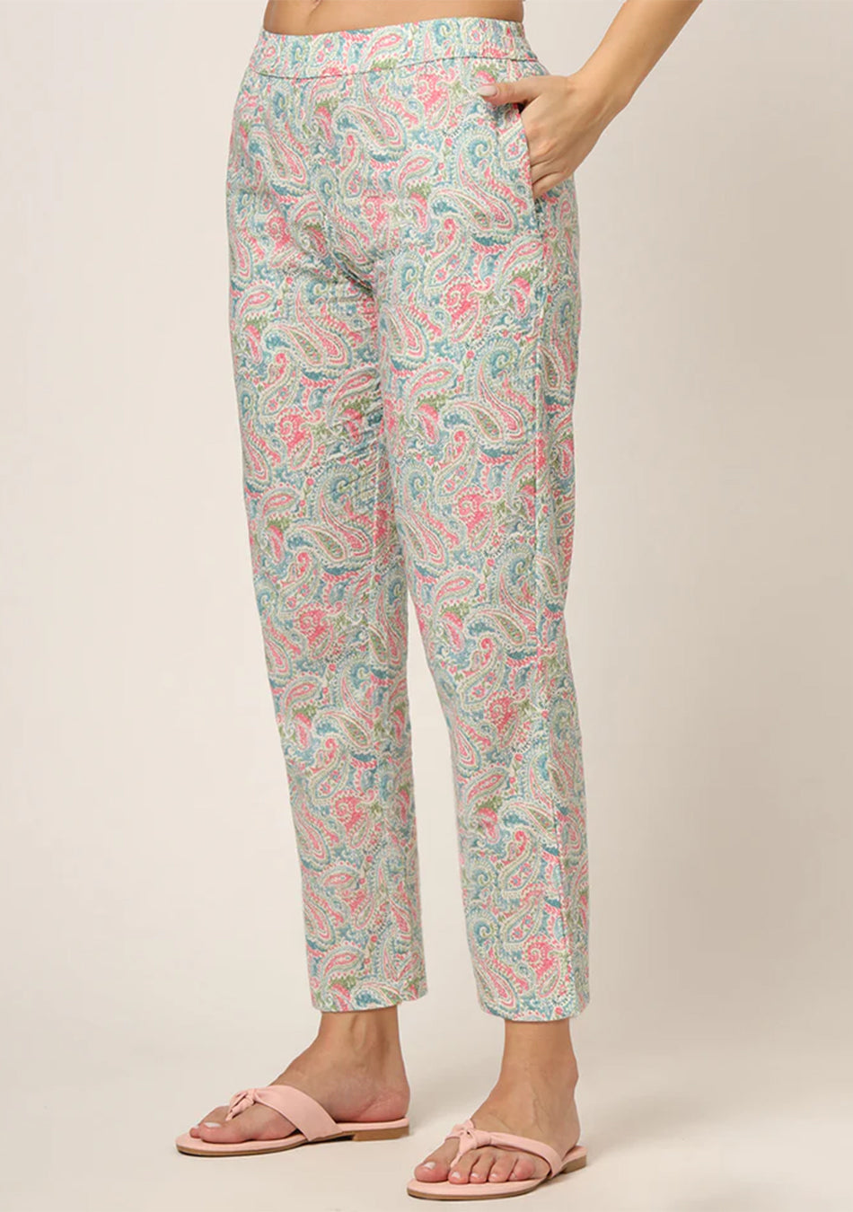 Blue Multi Floral Print Cotton Regular Fit Night Suit
