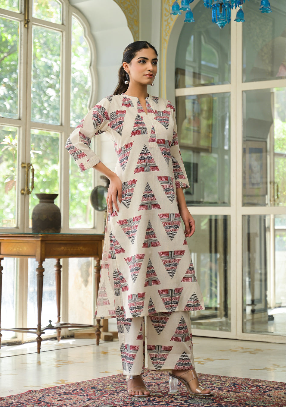 Red Tribal Print Co-ord Set