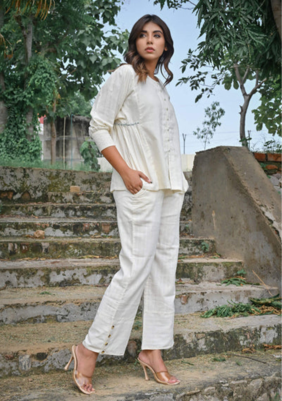 Cotton Dobby Ivory Co-ord Set