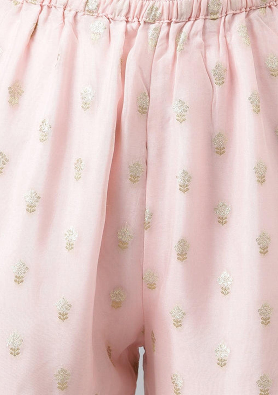 Women Pink Yoke Design Zardozi Chanderi Silk Kurta with Sharara & With Dupatta