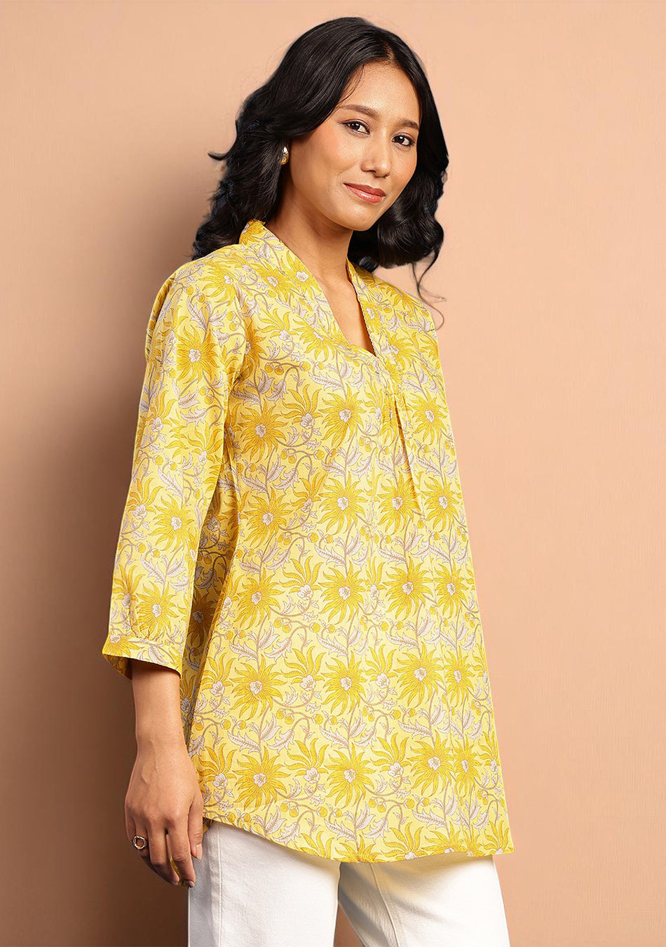 Sunflare Bloom Pleated Top