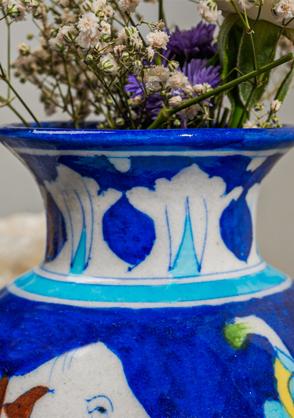 Blue Pottery Elephant Matka Vase