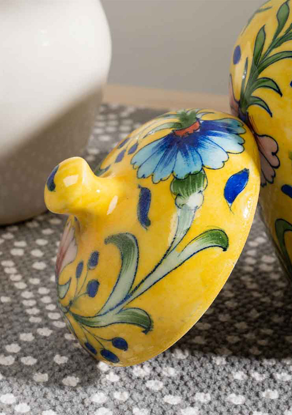 Blue Pottery Yellow Jar